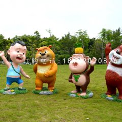 熊熊樂園雕塑，玻璃鋼卡通動物雕塑