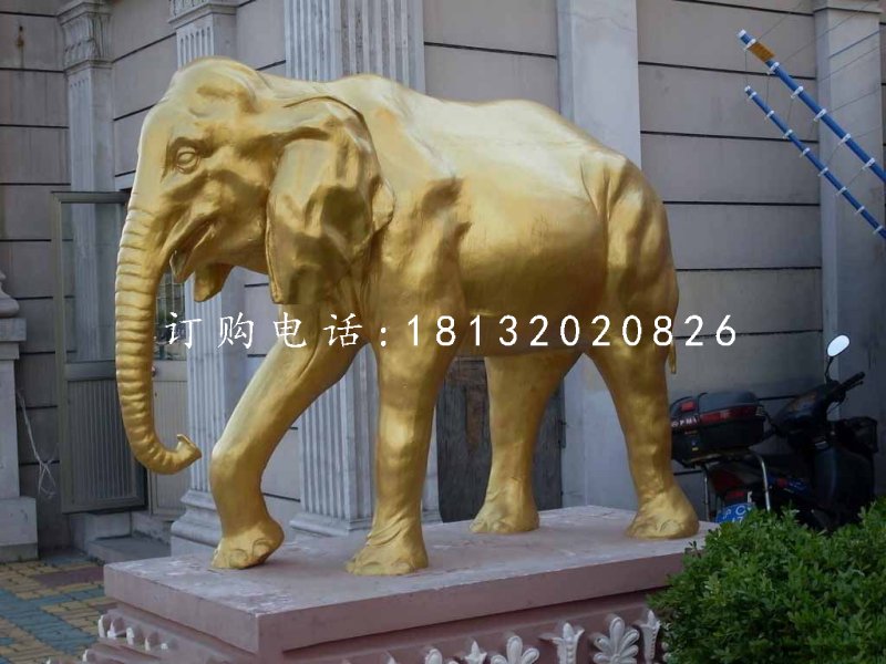 玻璃鋼仿銅大象,門口大象雕塑