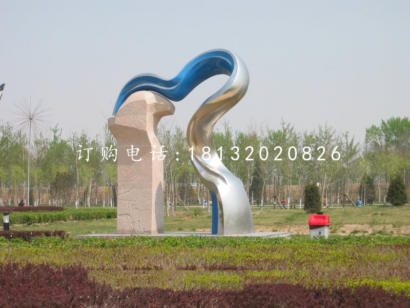 不銹鋼抽象彩帶雕塑，公園不銹鋼雕塑