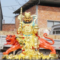 騎虎財神雕塑，玻璃鋼趙公明雕塑