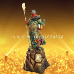 彩繪關(guān)公雕塑，玻璃鋼武財(cái)神雕塑
