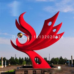 不銹鋼鳳舞九天雕塑，抽象鳳凰雕塑