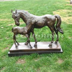 母子馬銅雕，公園銅雕馬