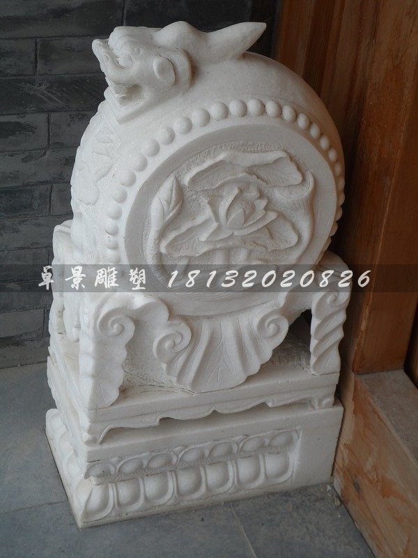 抱鼓石雕塑漢白玉門(mén)墩石雕 (1)