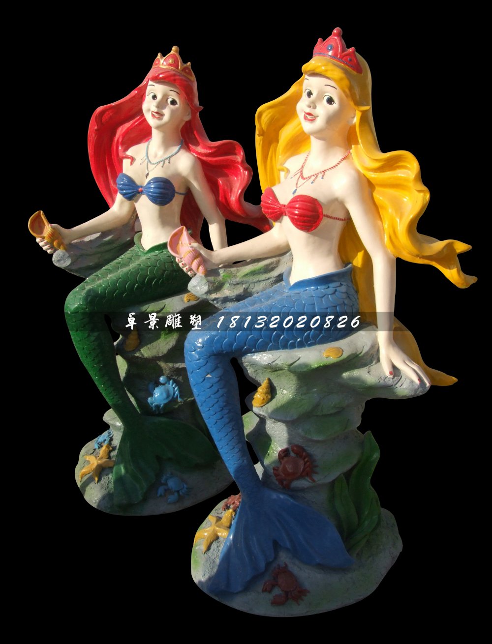 美人魚(yú)雕塑，玻璃鋼卡通雕塑.jpg
