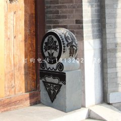 門墩石雕，青石抱鼓石