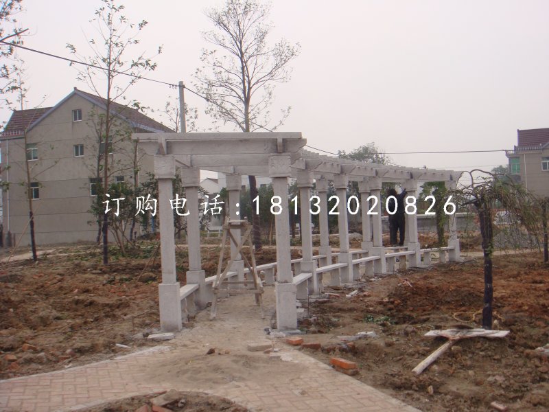 花架長(zhǎng)廊石雕，公園石雕走廊.jpg