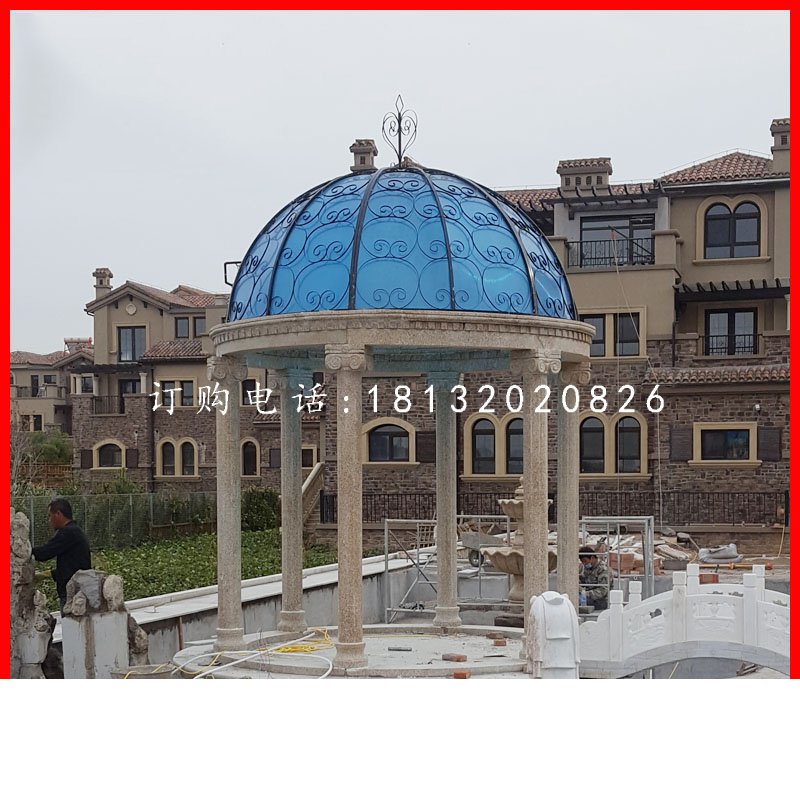 圓頂涼亭石雕，公園石雕亭子.jpg