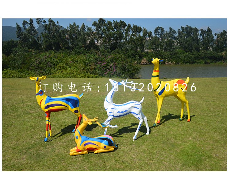 玻璃鋼彩繪鹿，公園小鹿擺件 (2).jpg