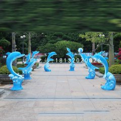 玻璃鋼海豚雕塑，動物擺件