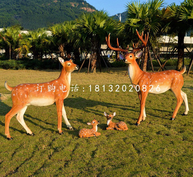 仿真梅花鹿擺件，玻璃鋼景觀動物擺件