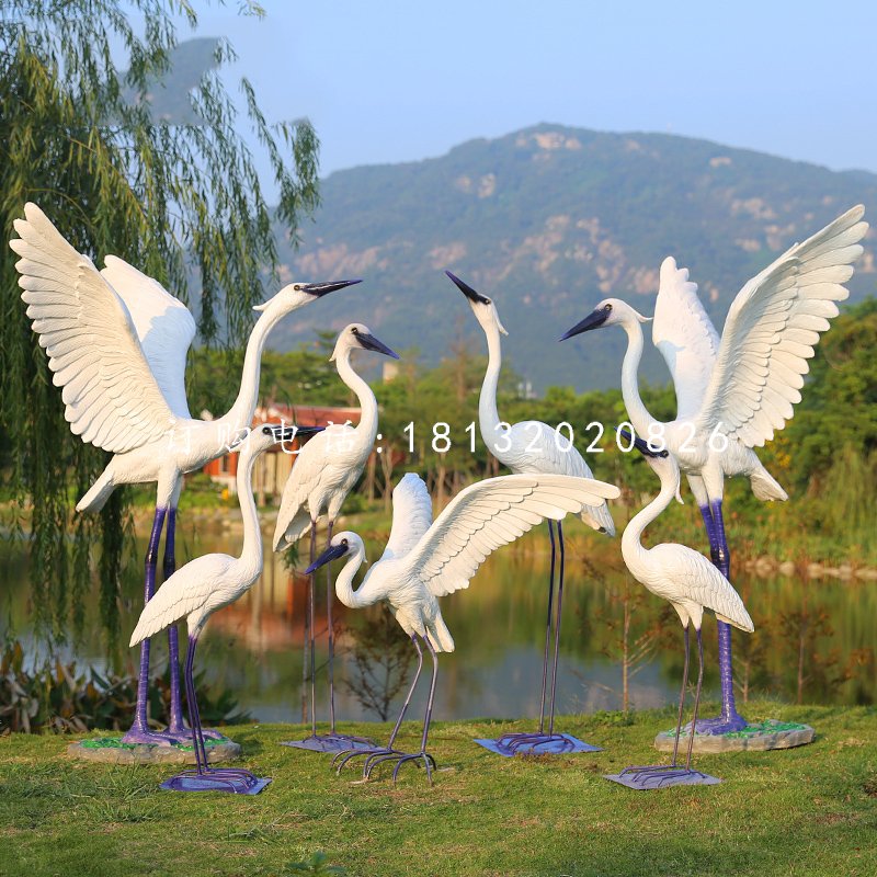 白鷺雕塑，公園玻璃鋼仿真動物 (3).jpg