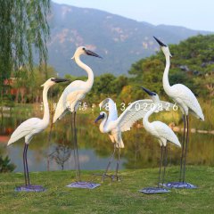 白鷺雕塑，公園玻璃鋼仿真動物
