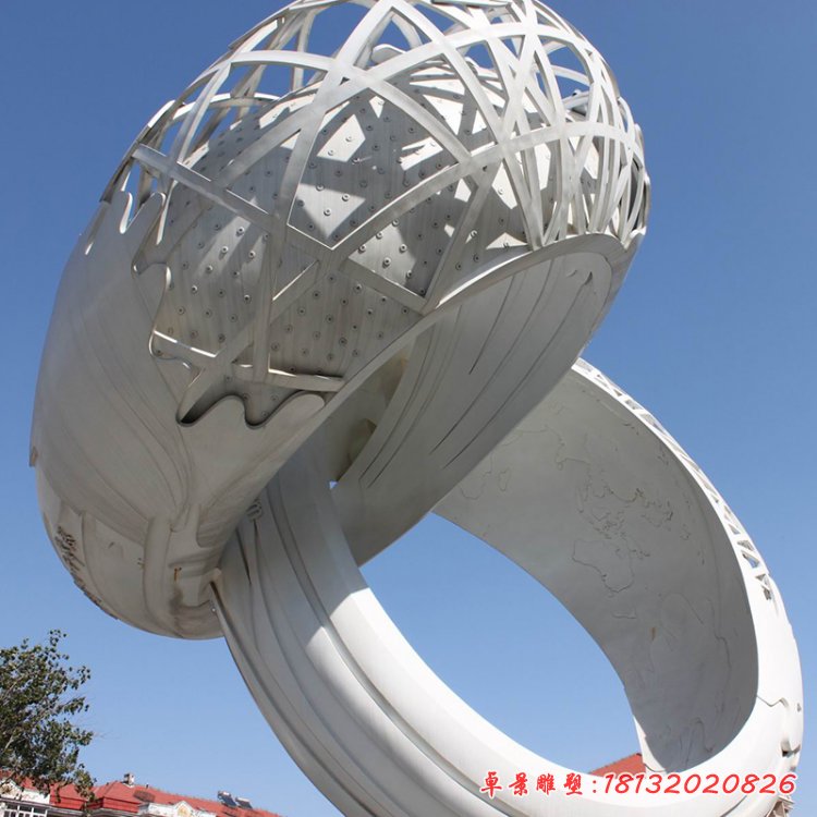 不銹鋼戒指雕塑，廣場(chǎng)戒指不銹鋼雕塑