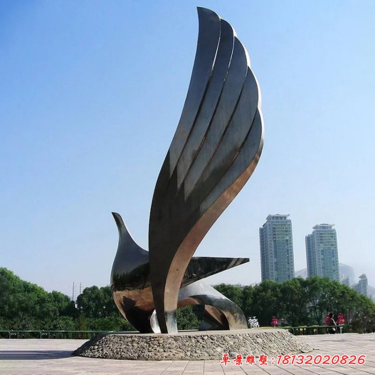 不銹鋼抽象翅膀雕塑，廣場(chǎng)不銹鋼抽象雕塑 (3)