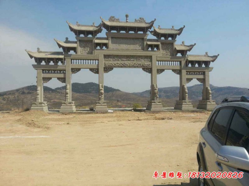 大理石五門(mén)牌坊雕塑