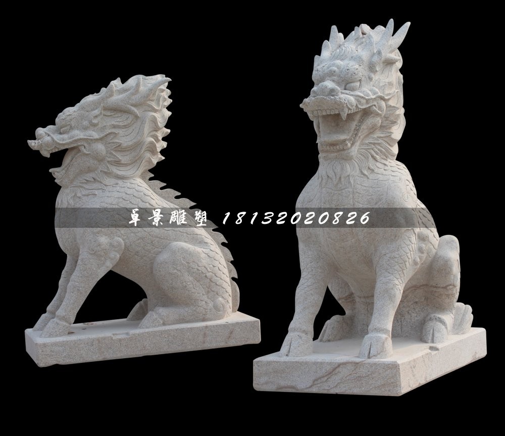 大理石麒麟雕塑，古代神獸石雕
