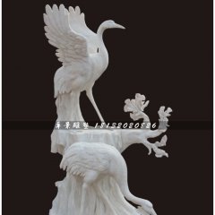 丹頂鶴石雕，漢白玉仙鶴