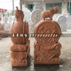 抱鼓石，晚霞紅大象石門墩