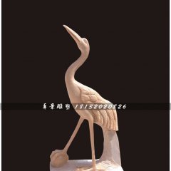 仙鶴石雕，晚霞紅仙鶴雕塑，公園動物雕塑