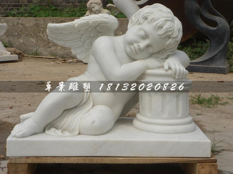 西方天使石雕，漢白玉天使雕塑