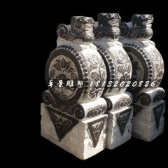 石雕門鼓，青石門墩雕塑