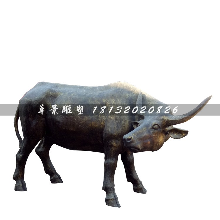 玻璃鋼仿銅牛，玻璃鋼金牛雕塑