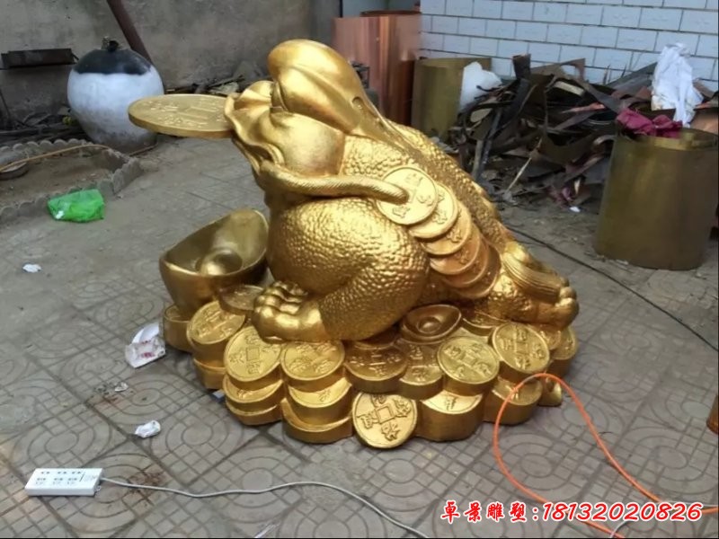 招財(cái)金蟾銅雕,貼金銅金蟾雕塑