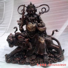 銅財神雕塑，財神騎虎銅雕