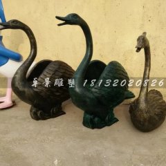 玻璃鋼天鵝雕塑，仿銅天鵝雕塑