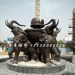 大象銅雕，公園大象噴泉雕塑