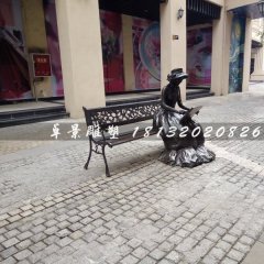 畫畫女孩雕塑，公園人物銅雕