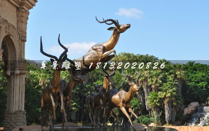 羚羊銅雕，景觀動物雕塑