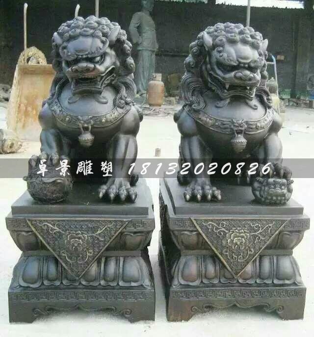北京獅子雕塑，看門(mén)獅銅雕