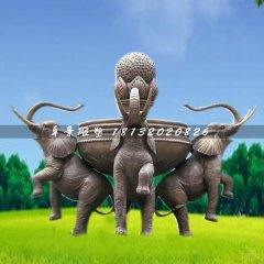 大象噴泉銅雕，公園動(dòng)物噴泉銅雕
