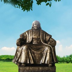 成吉思汗銅雕，廣場古人銅雕