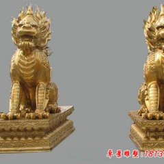 銅雕麒麟，鑄銅麒麟雕塑