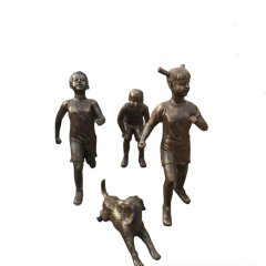 小孩玩耍銅雕，公園小品銅雕