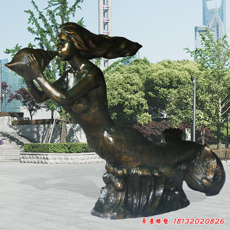 美人魚銅雕，海邊景觀銅雕