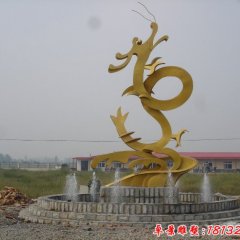 不銹鋼金龍雕塑，不銹鋼神獸雕塑