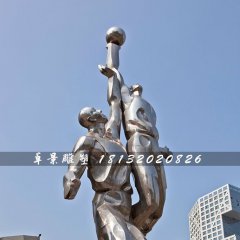 打籃球雕塑，不銹鋼運動雕塑