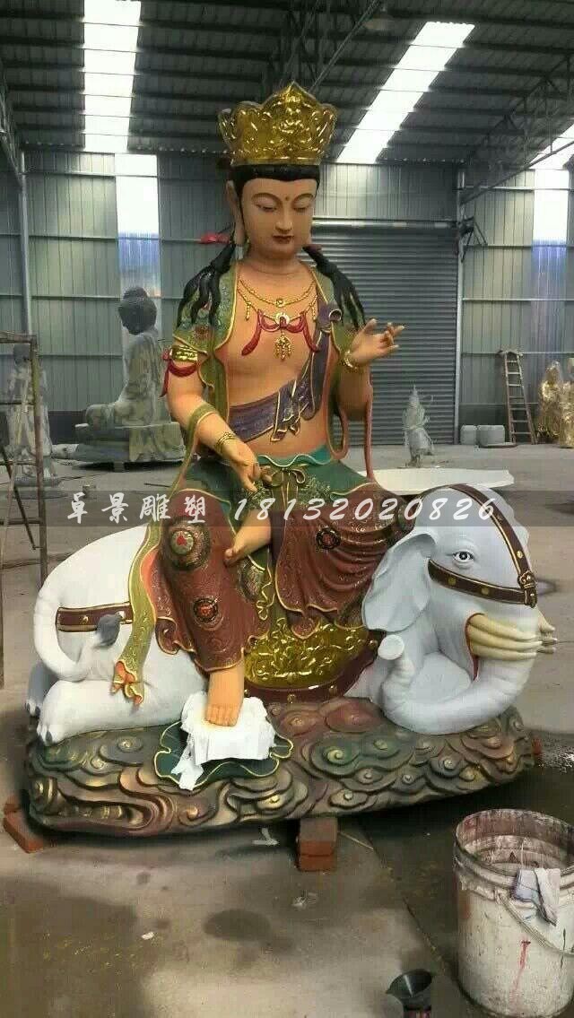 玻璃鋼普賢菩薩雕塑，玻璃鋼彩繪佛像