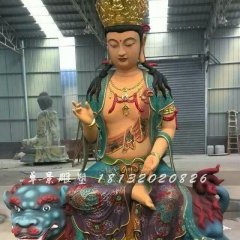 玻璃鋼文殊菩薩雕塑，玻璃鋼彩繪佛像