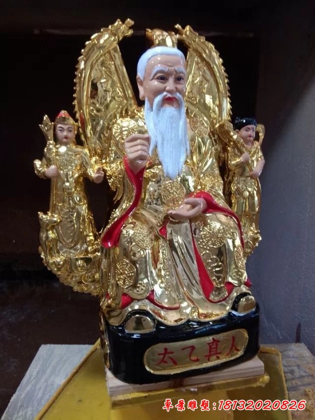 玻璃鋼太乙真人雕塑，玻璃鋼彩繪太乙真人雕塑