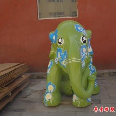 玻璃鋼彩色大象雕塑，公園玻璃鋼大象雕塑