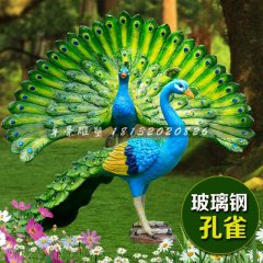 玻璃鋼孔雀雕塑，仿真孔雀雕塑