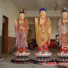 玻璃鋼西方三圣雕塑，彩繪佛像雕塑