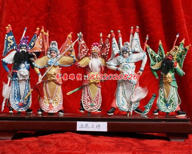 玻璃鋼五虎上將雕塑,玻璃鋼戲劇人物雕塑