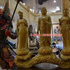 玻璃鋼東方三圣雕塑，玻璃鋼佛像雕塑