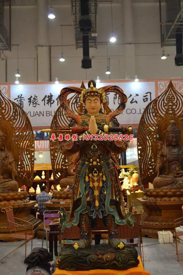 玻璃鋼韋陀菩薩雕塑，玻璃鋼神仙雕塑